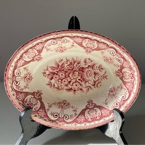 Antique Johnson Brothers “Kent” Serving Bowl - Floral Red Transferware